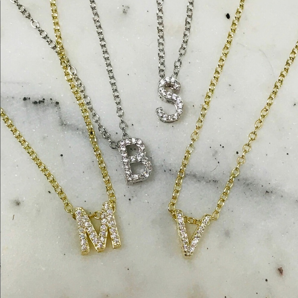 Perfect 1/4” Cubic Zirconia Slide Initial Necklace